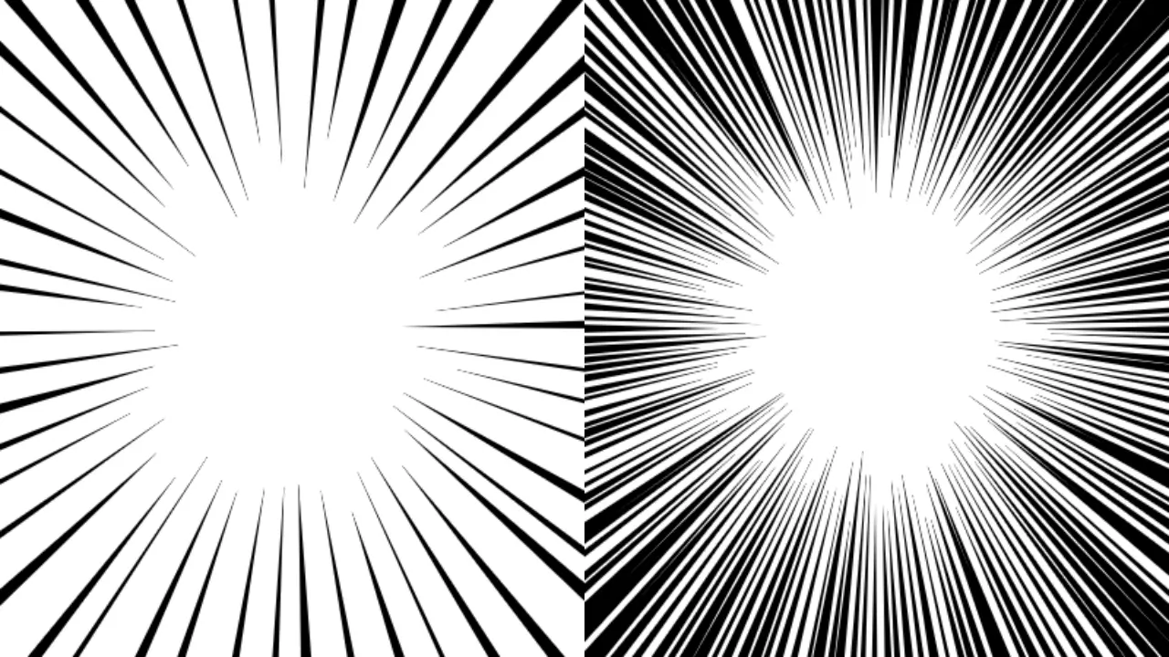 集中線の本数を変えた比較画像